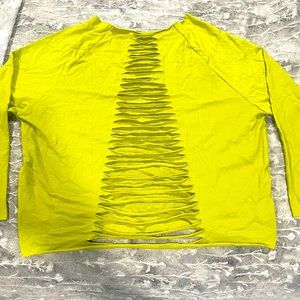 Off the shoulder lime green oversized top